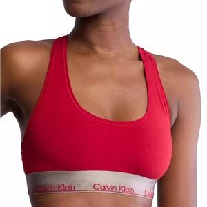 Calvin Klein Logo Band Bralette Red Small NWOT QF8285